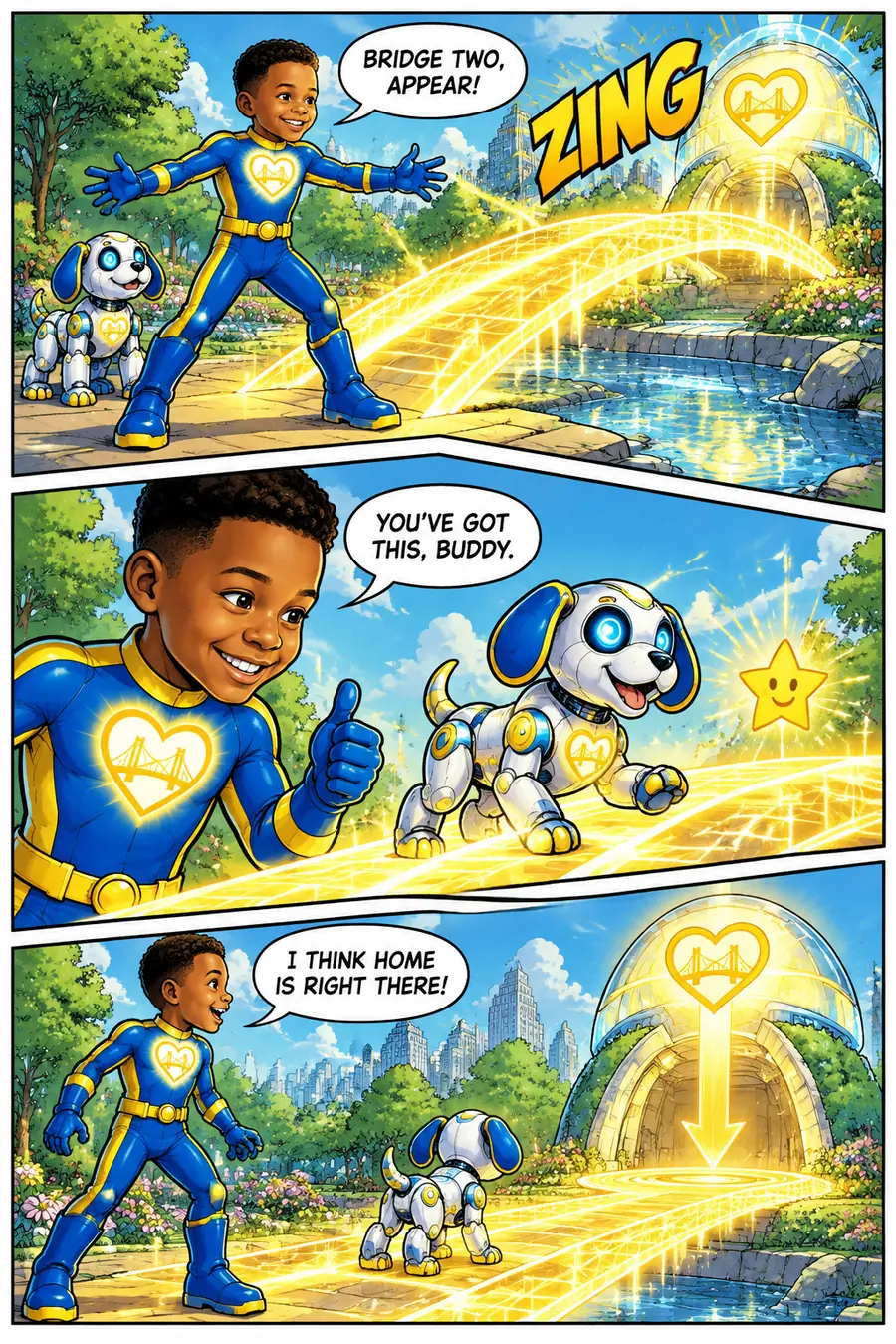 Page 5 of 10 of the comic "Captain Kindness and the Robot Puppy Quest": story page 4