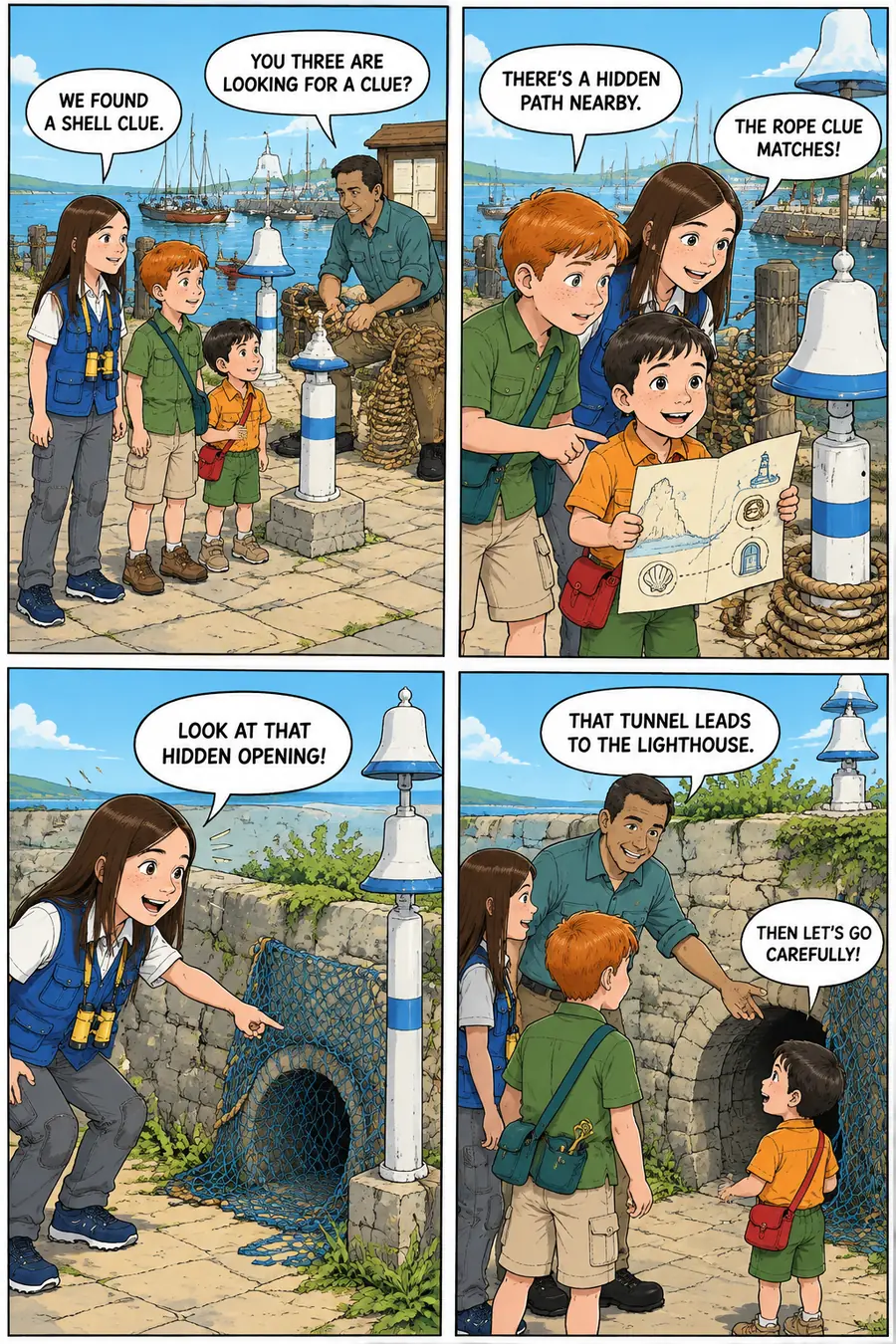 Page 4 of 10 of the comic "The Mystery of the Lighthouse Key": story page 3