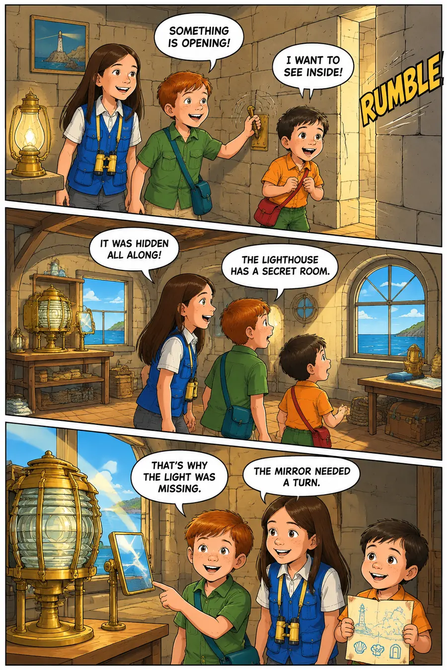 Page 8 of 10 of the comic "The Mystery of the Lighthouse Key": story page 7