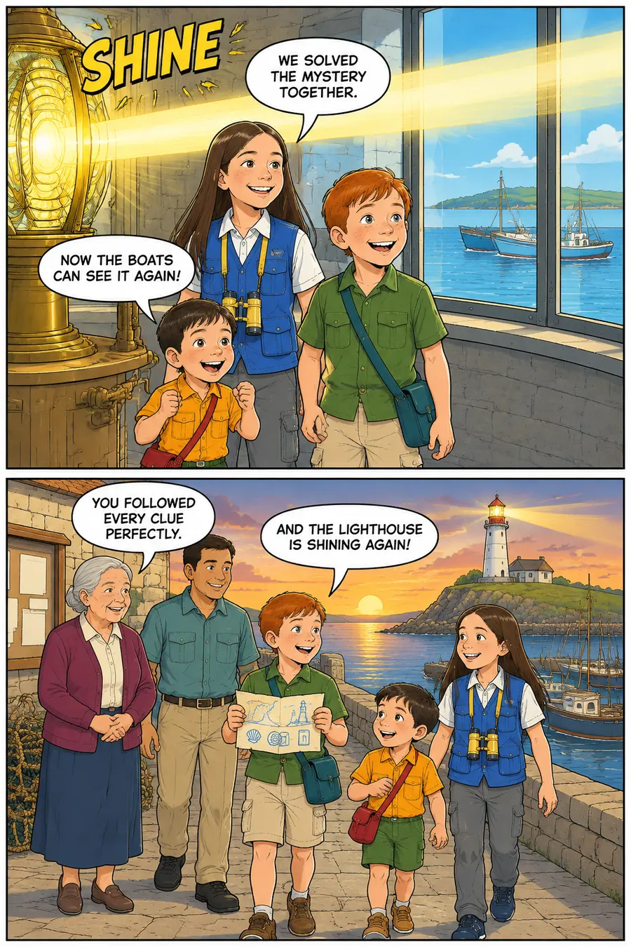 Page 9 of 10 of the comic "The Mystery of the Lighthouse Key": story page 8