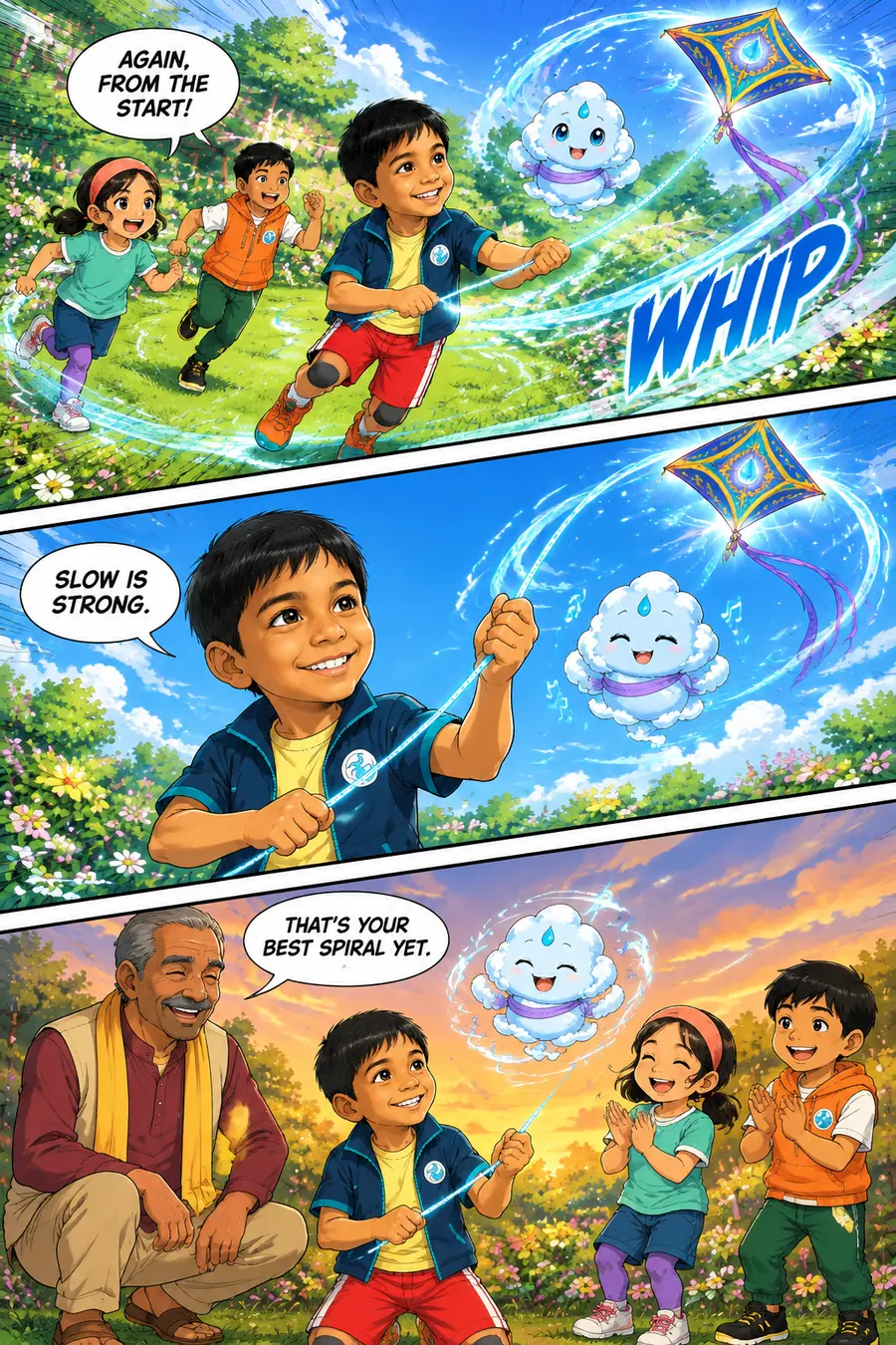 Page 16 of 18 of the comic "Arjun and the Monsoon Kite": story page 15
