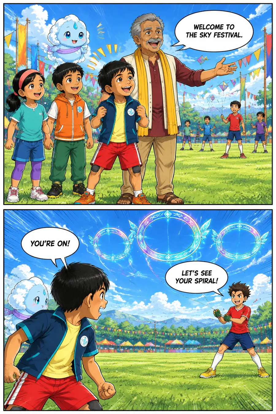 Page 7 of 18 of the comic "Arjun and the Monsoon Kite": story page 6