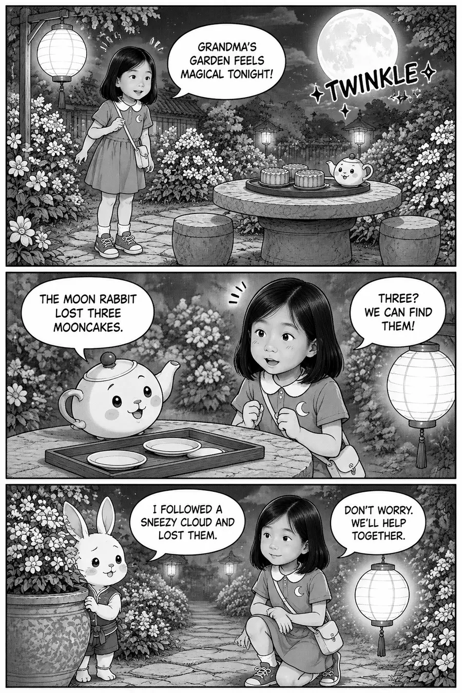Page 2 of 10 of the comic "Xiaoyun and the Moon Rabbit": story page 1